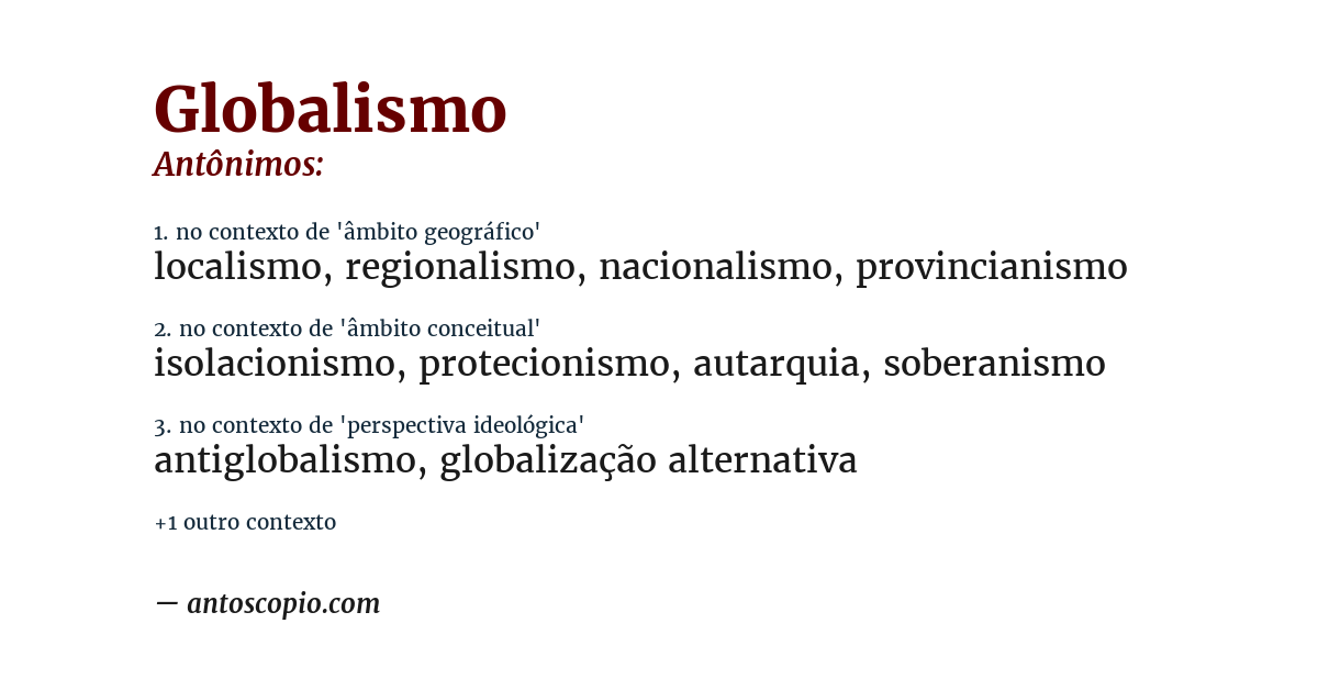 Antônimo de globalismo