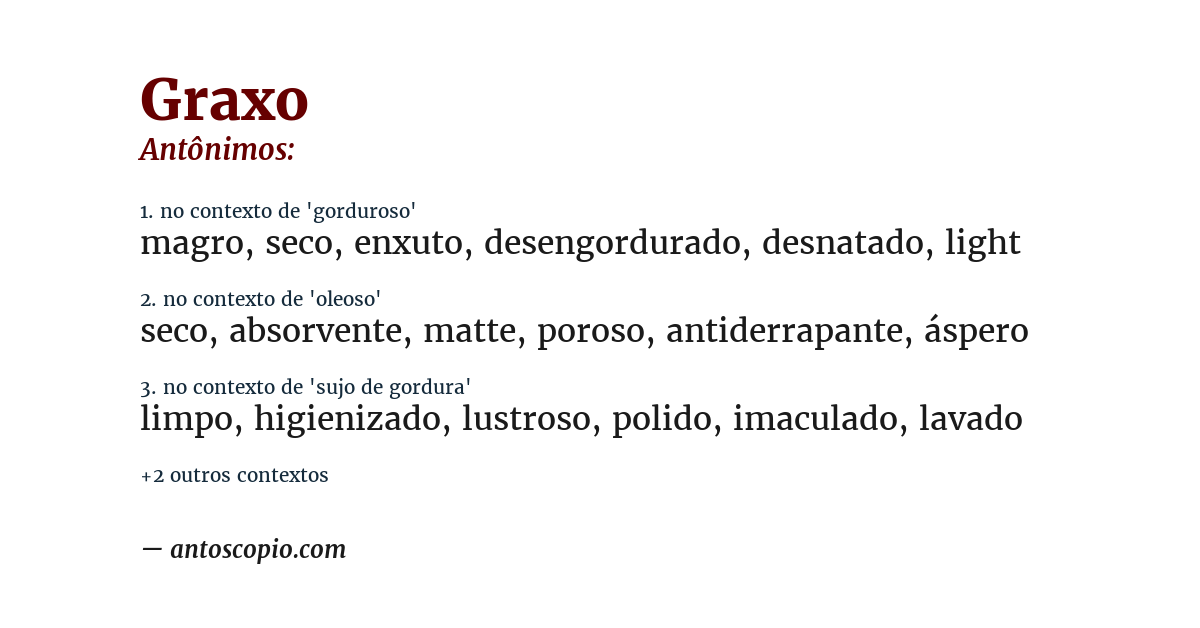 Antônimo de graxo