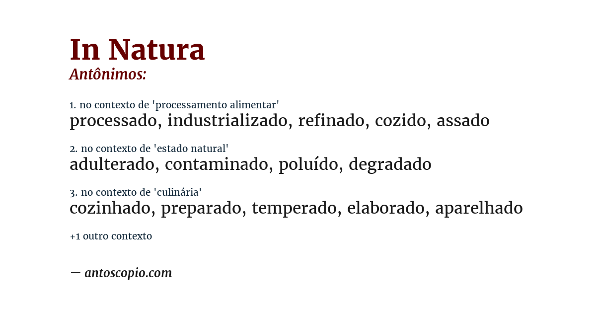 Antônimo de in natura