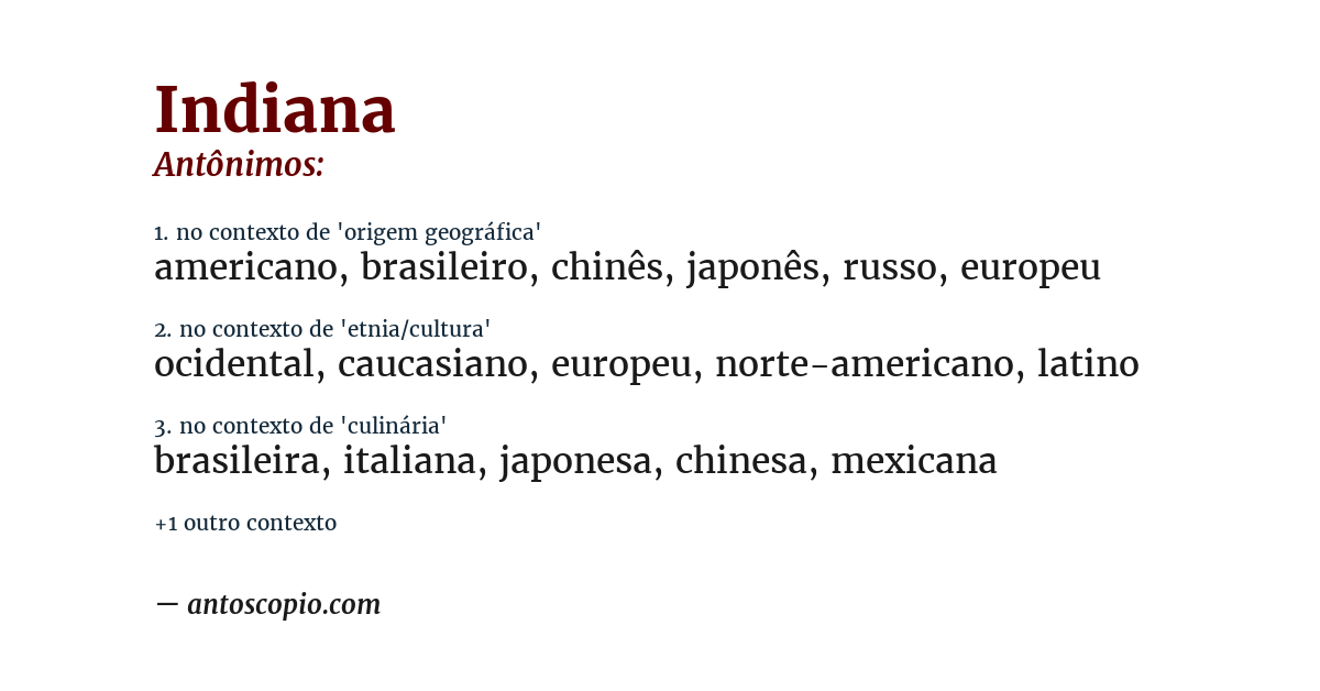Antônimo de indiana