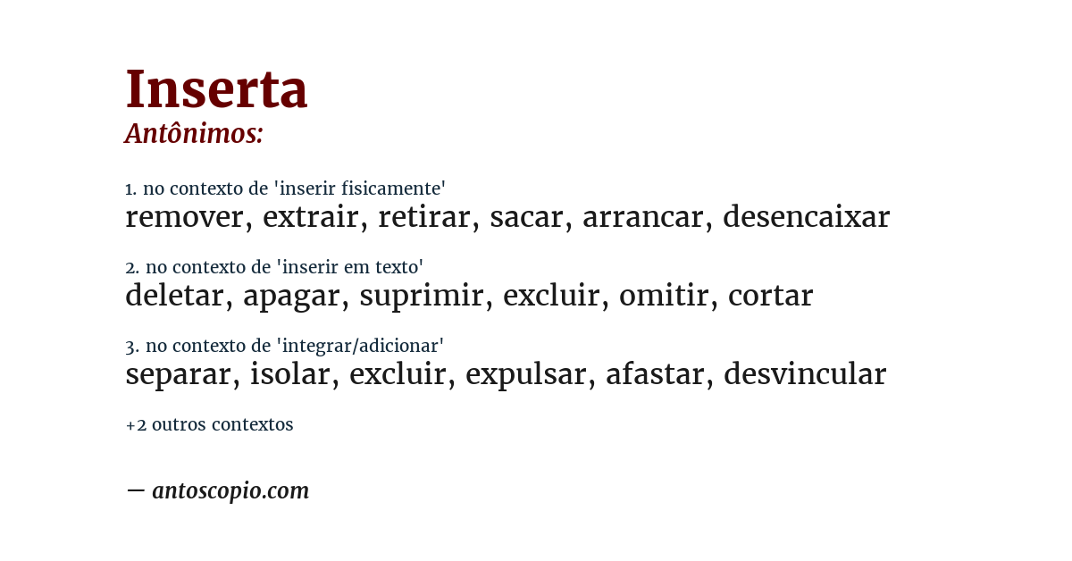 Antônimo de inserta