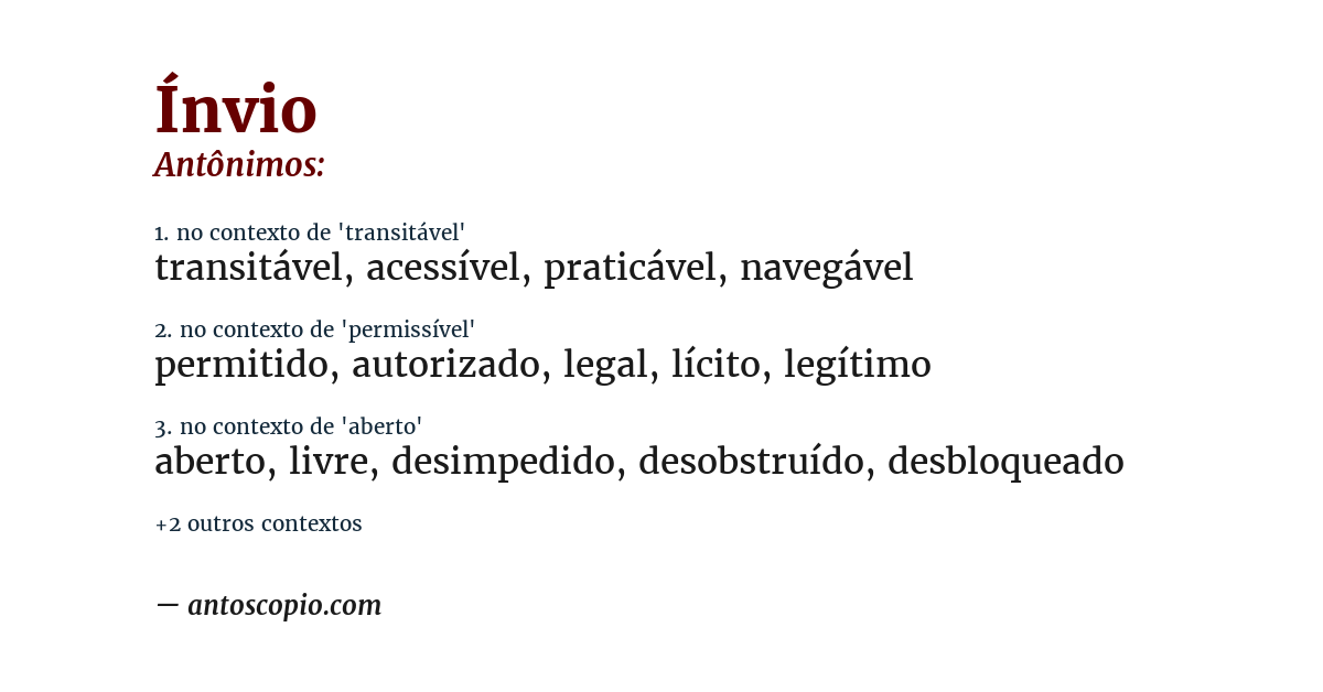 Antônimo de ínvio
