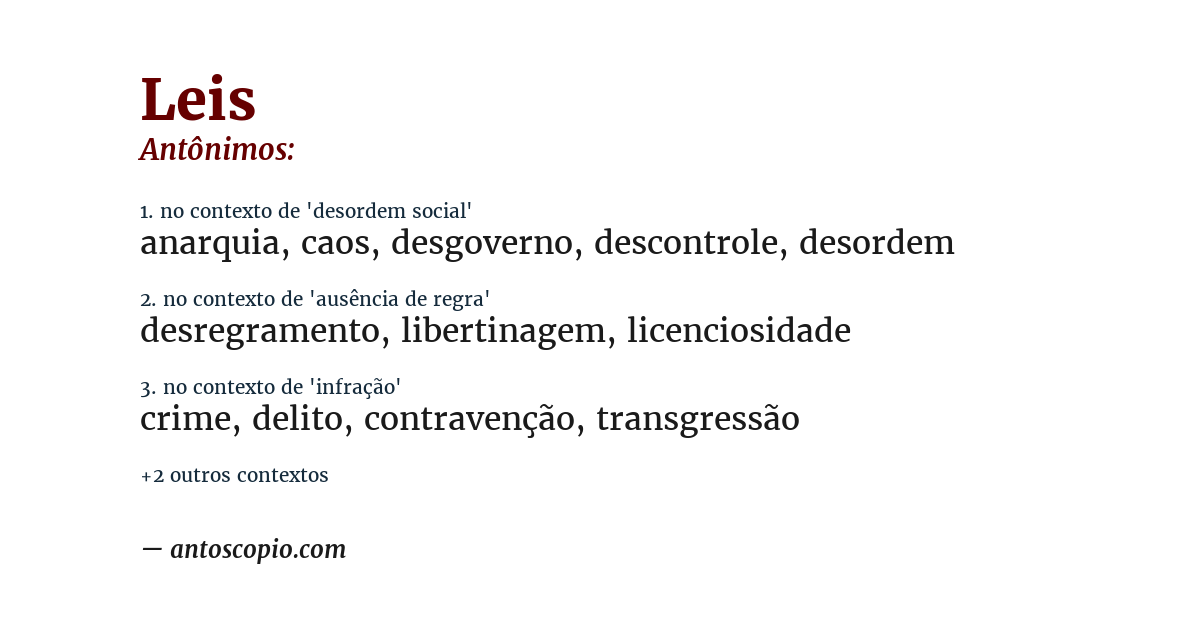 Antônimo de leis