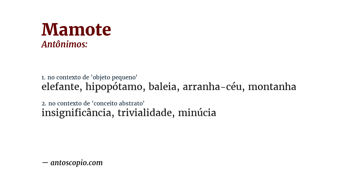 Antônimo de mamote
