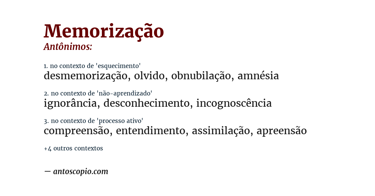 Antônimo de memorização