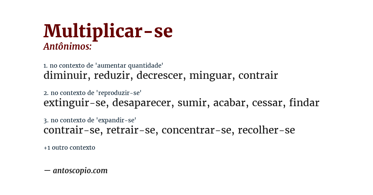 Antônimo de multiplicar-se
