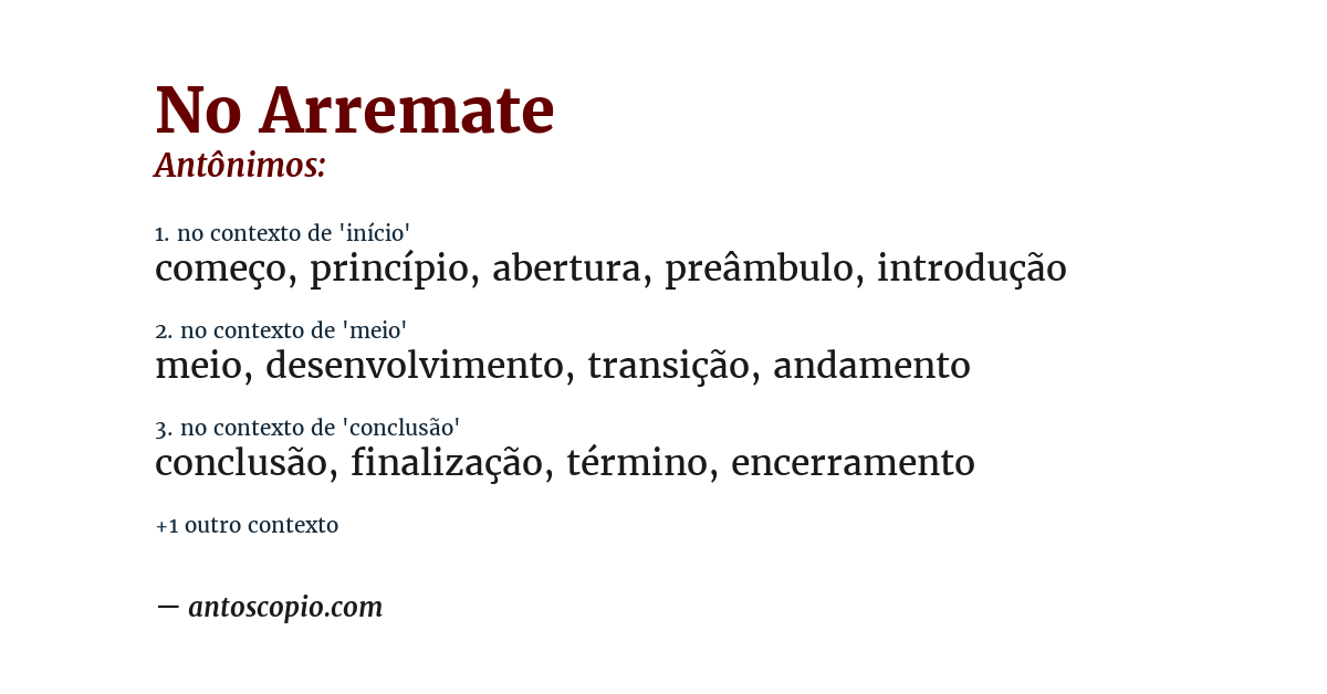 Antônimo de no arremate