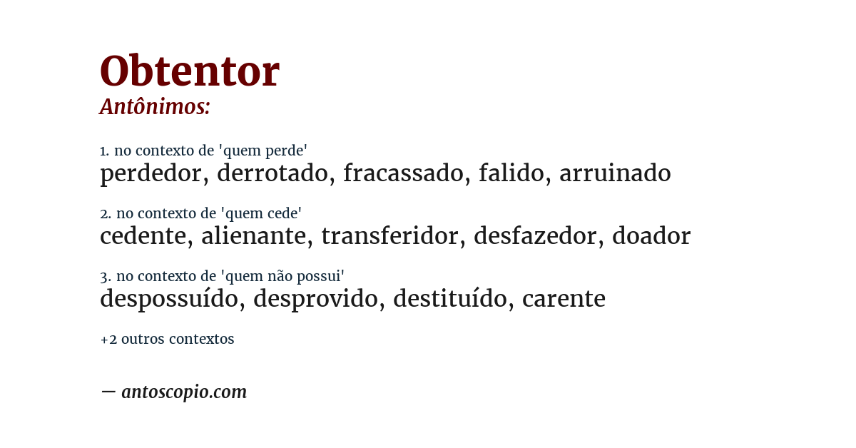 Antônimo de obtentor