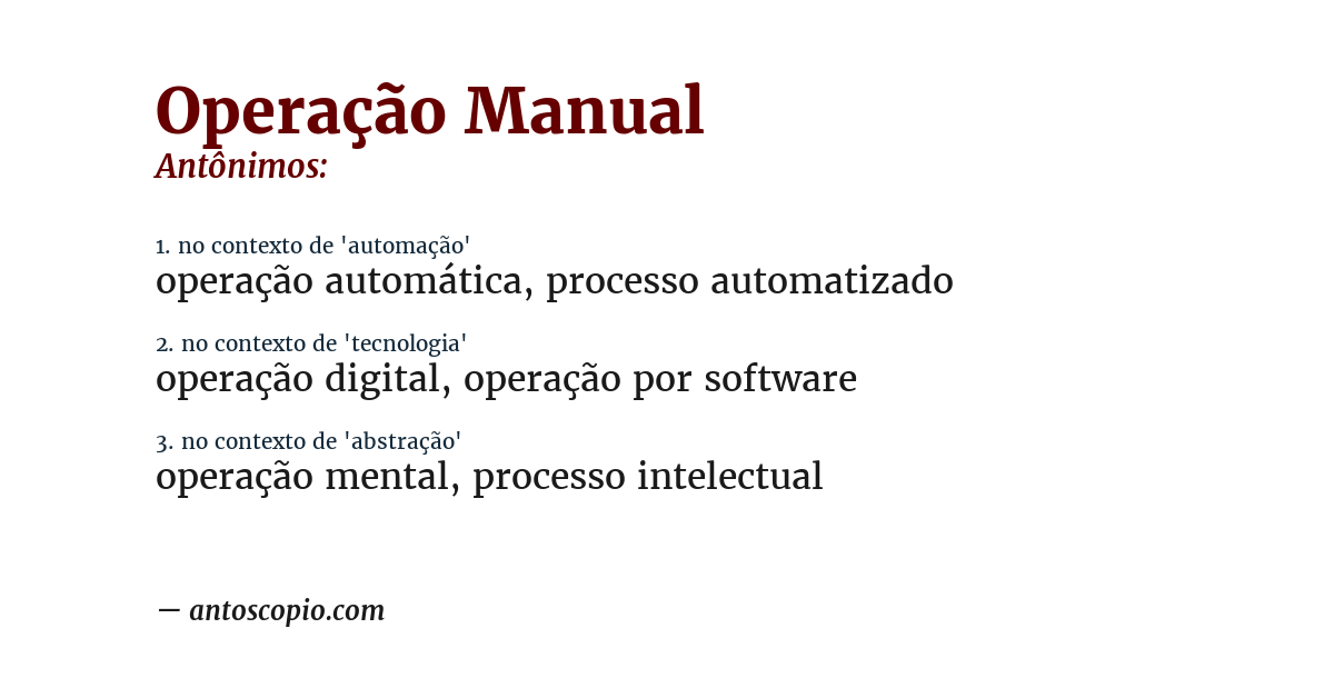 Antônimo de operação manual