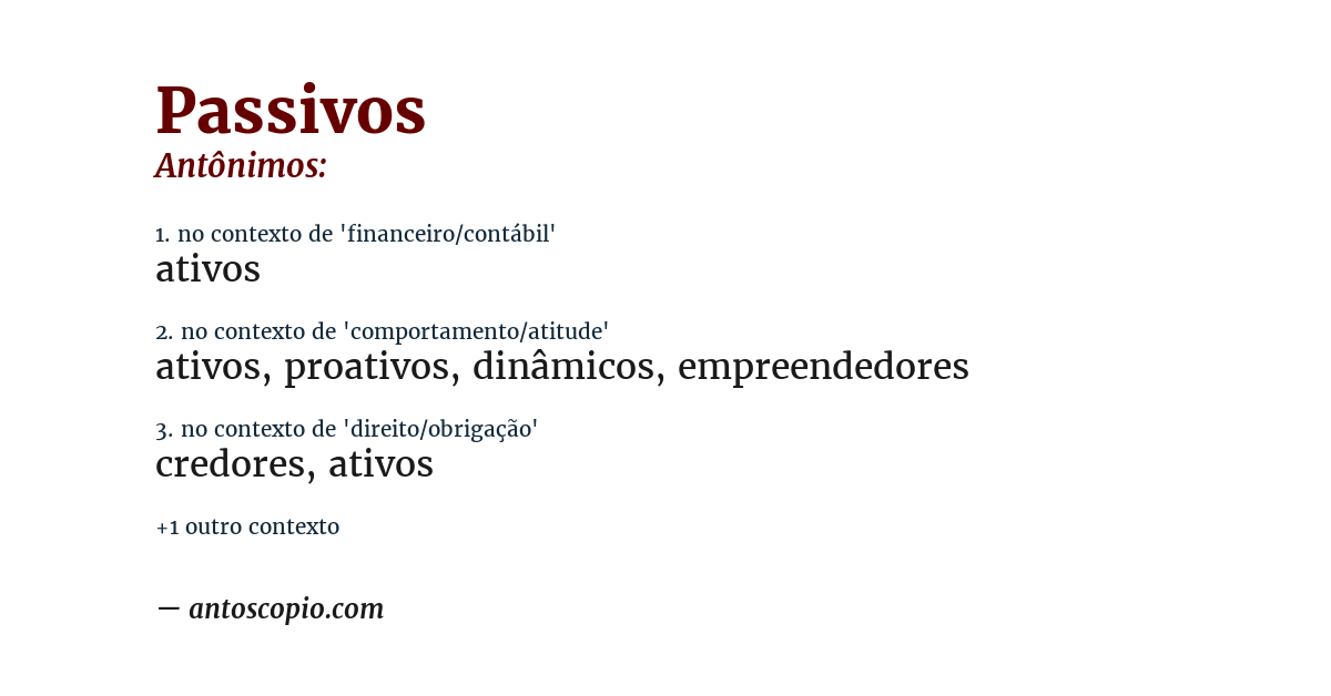 Antônimo de passivos