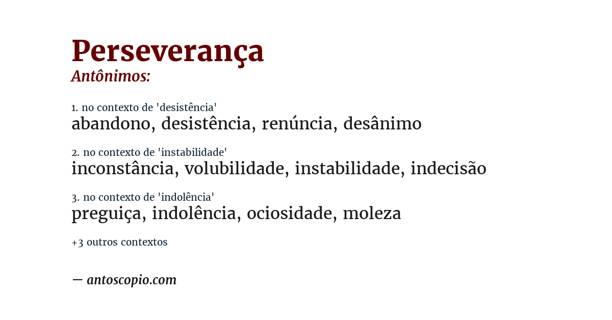 Antônimo de perseverança