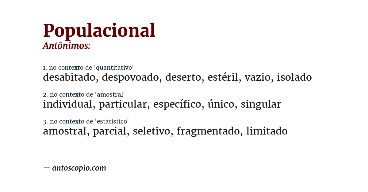 Antônimo de populacional