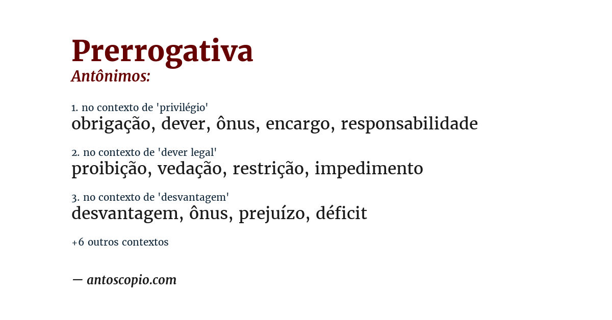Antônimo de prerrogativa