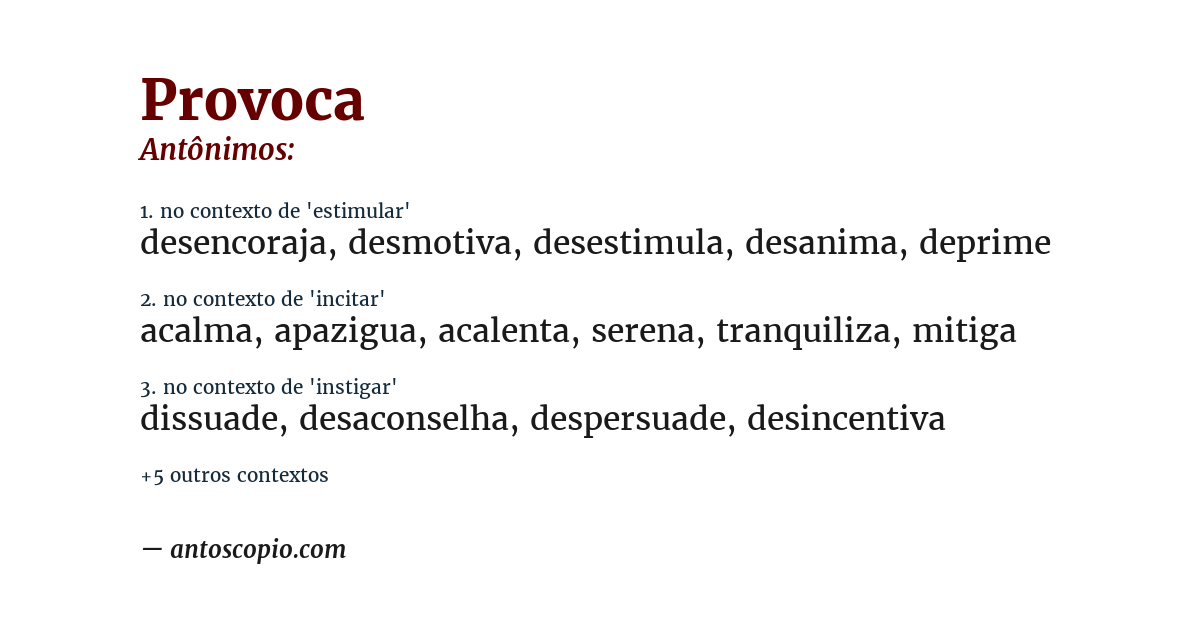 Antônimo de provoca