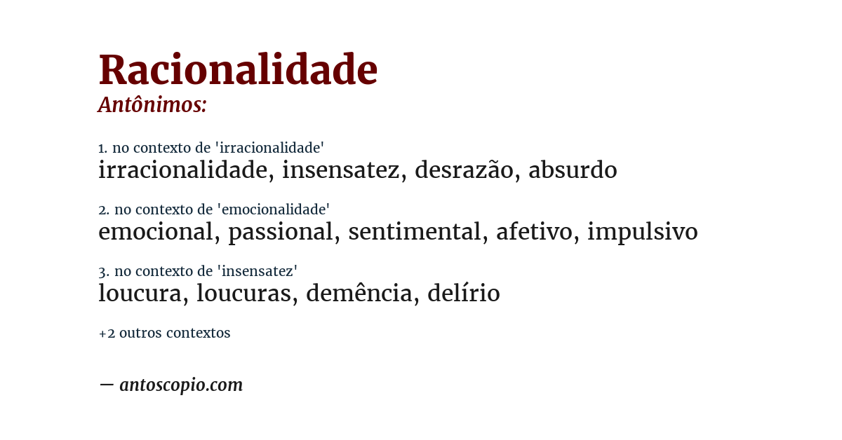 Antônimo de racionalidade