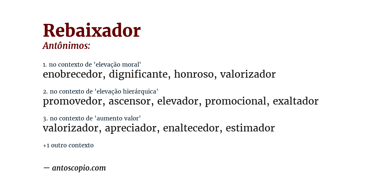 Antônimo de rebaixador