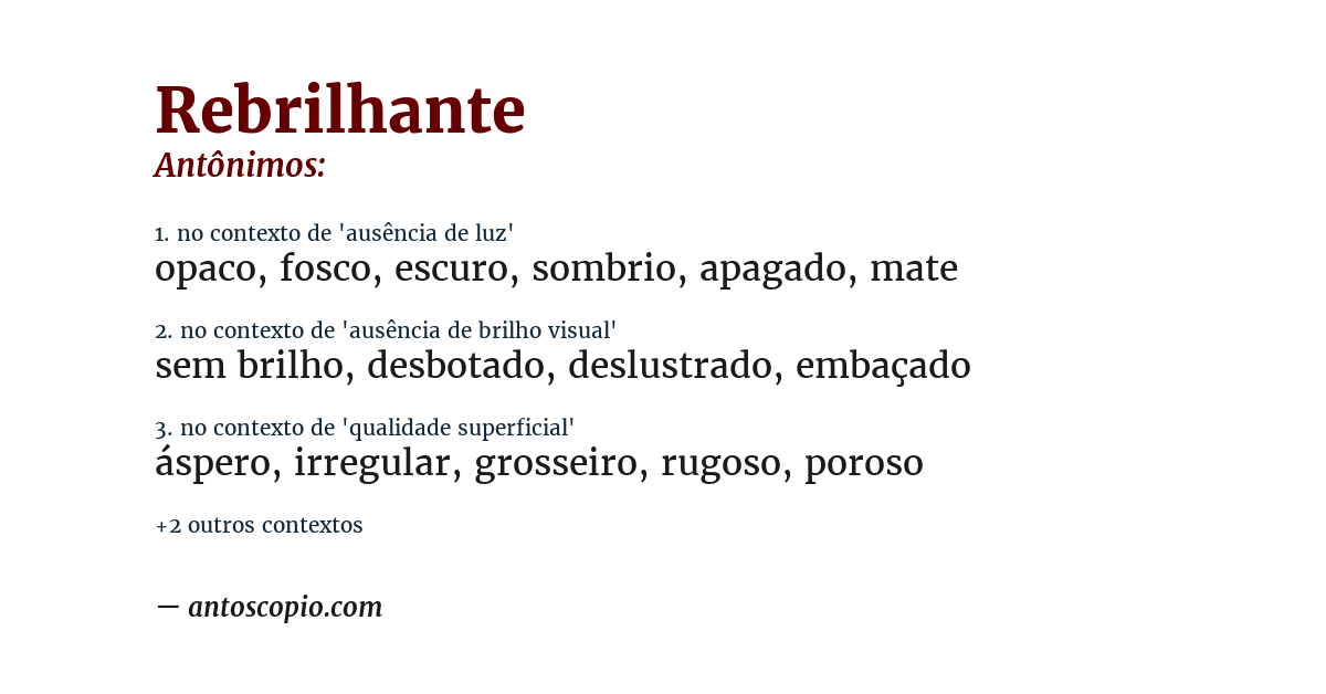 Antônimo de rebrilhante