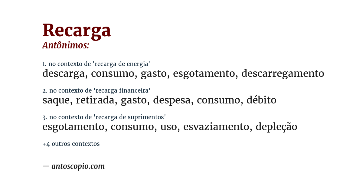 Antônimo de recarga