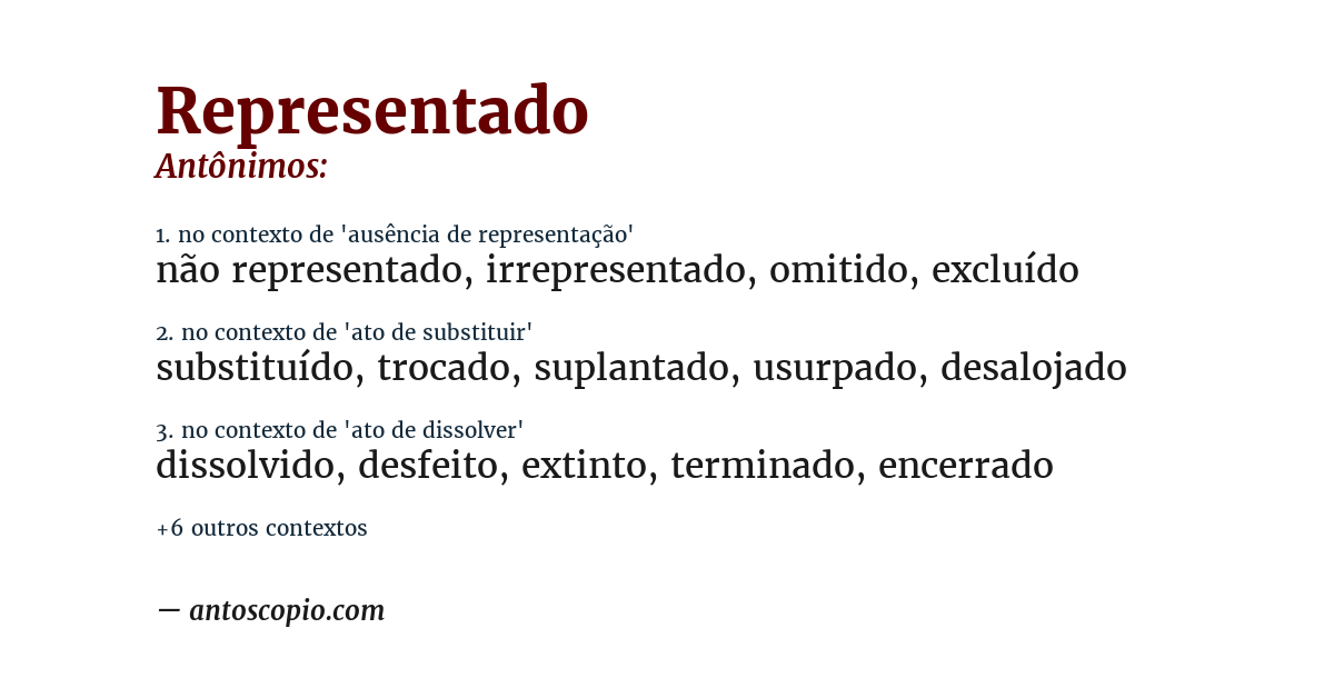Antônimo de representado