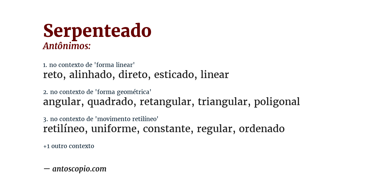 Antônimo de serpenteado