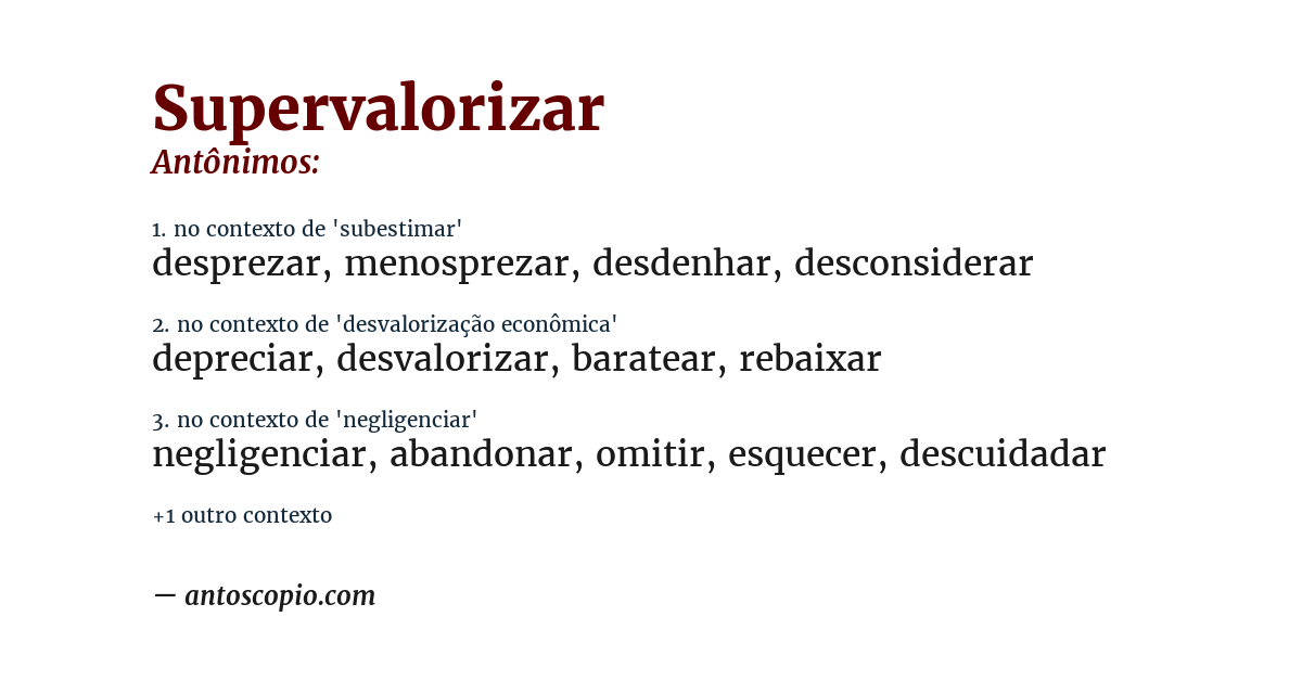 Antônimo de supervalorizar