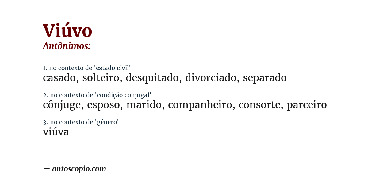 Antônimo de viúvo