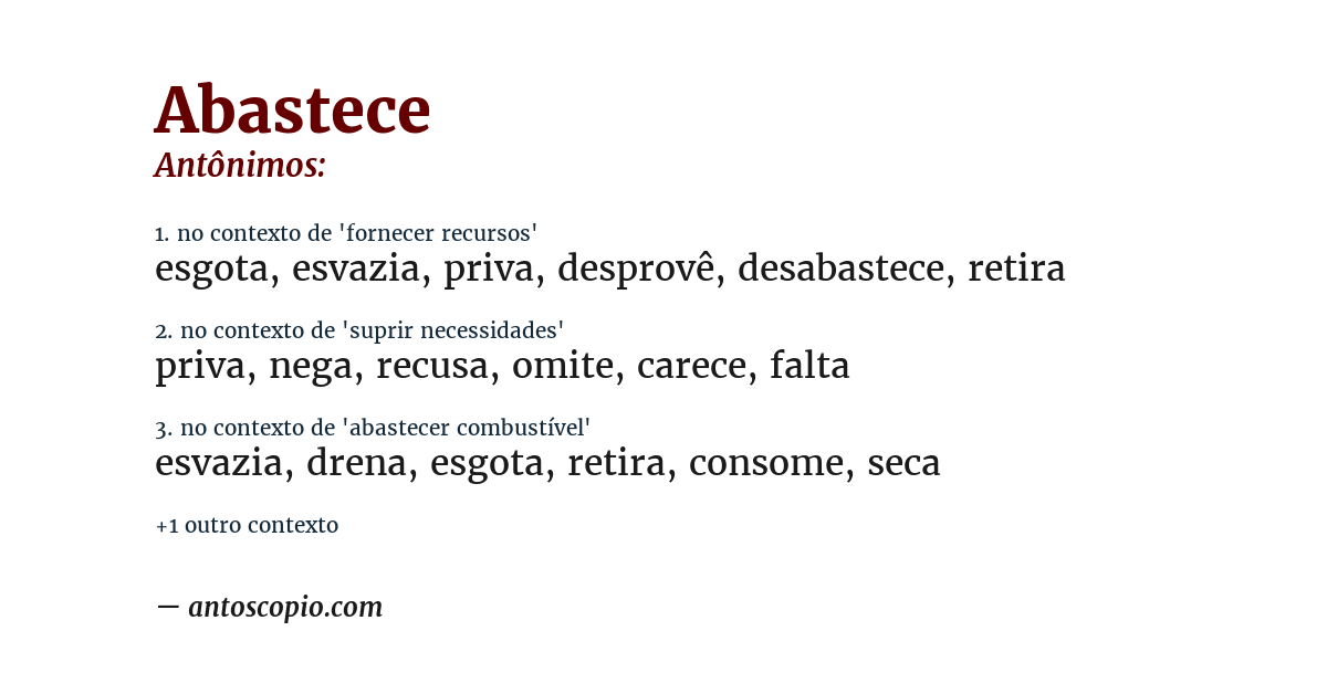 Antônimo de abastece