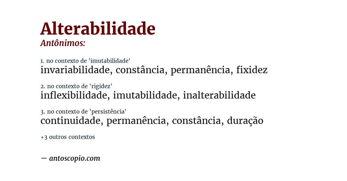 Antônimo de alterabilidade