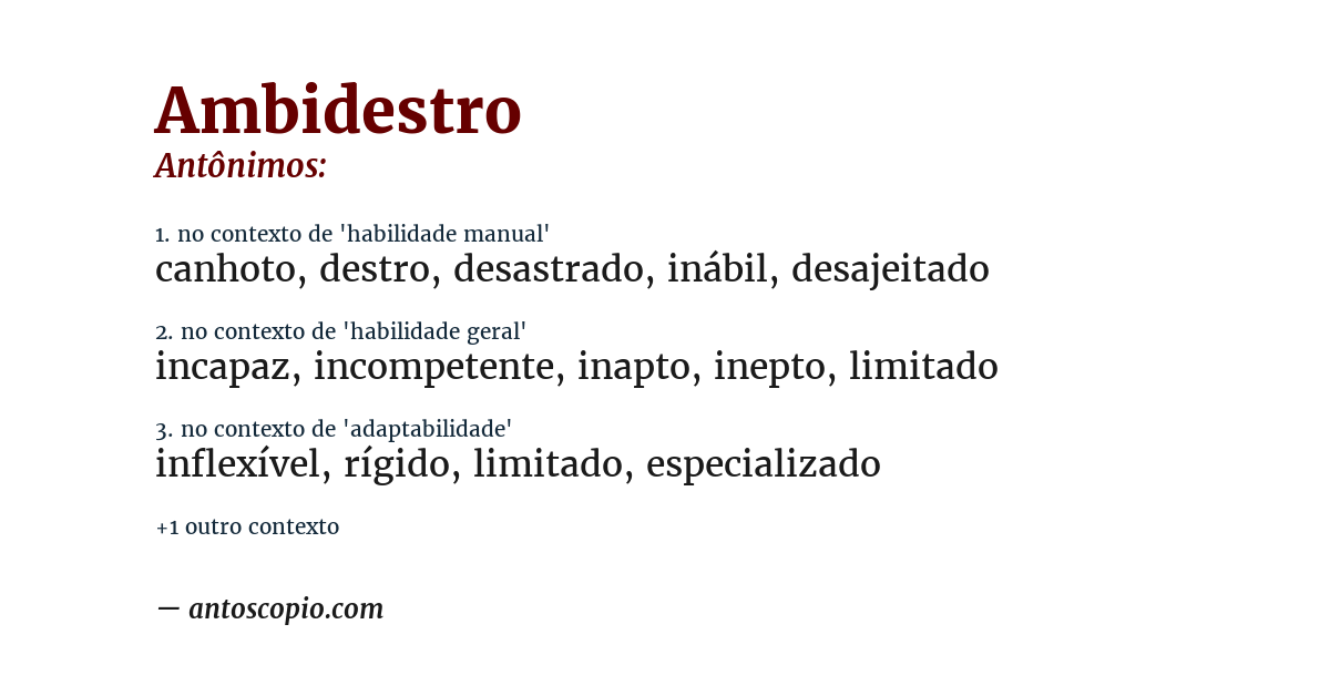 Antônimo de ambidestro