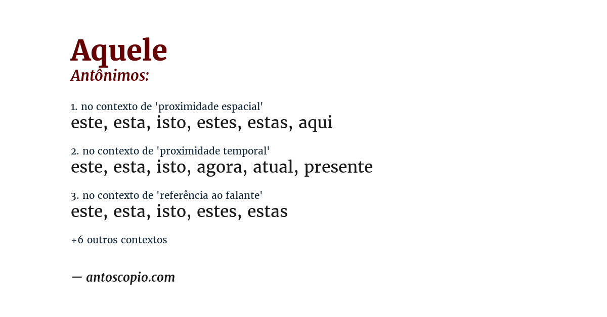 Antônimo de aquele