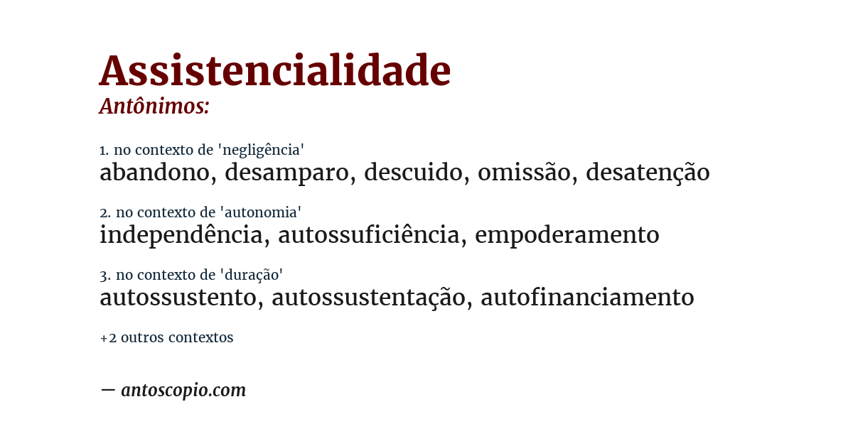 Antônimo de assistencialidade