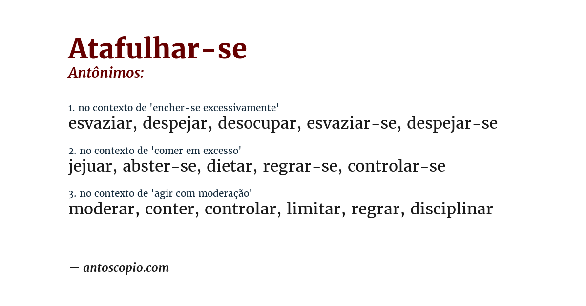 Antônimo de atafulhar-se