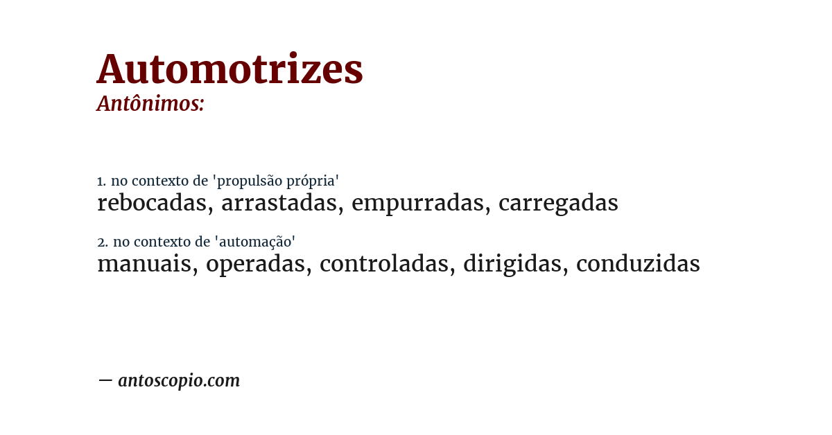 Antônimo de automotrizes