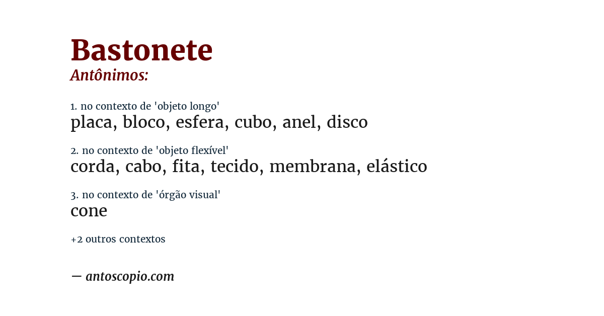 Antônimo de bastonete