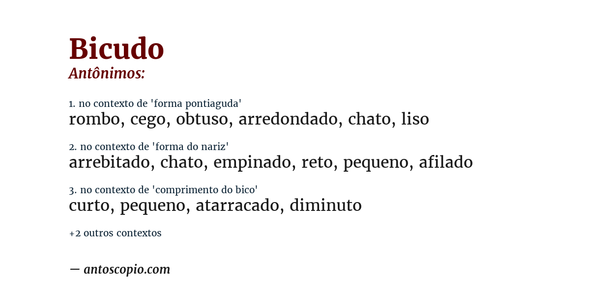 Antônimo de bicudo