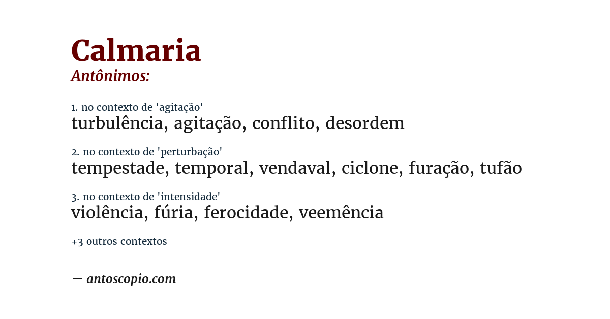 Antônimo de calmaria