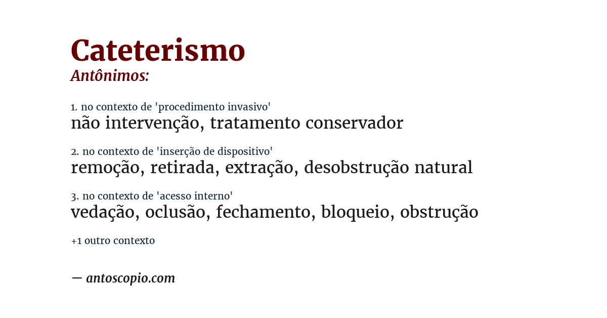 Antônimo de cateterismo