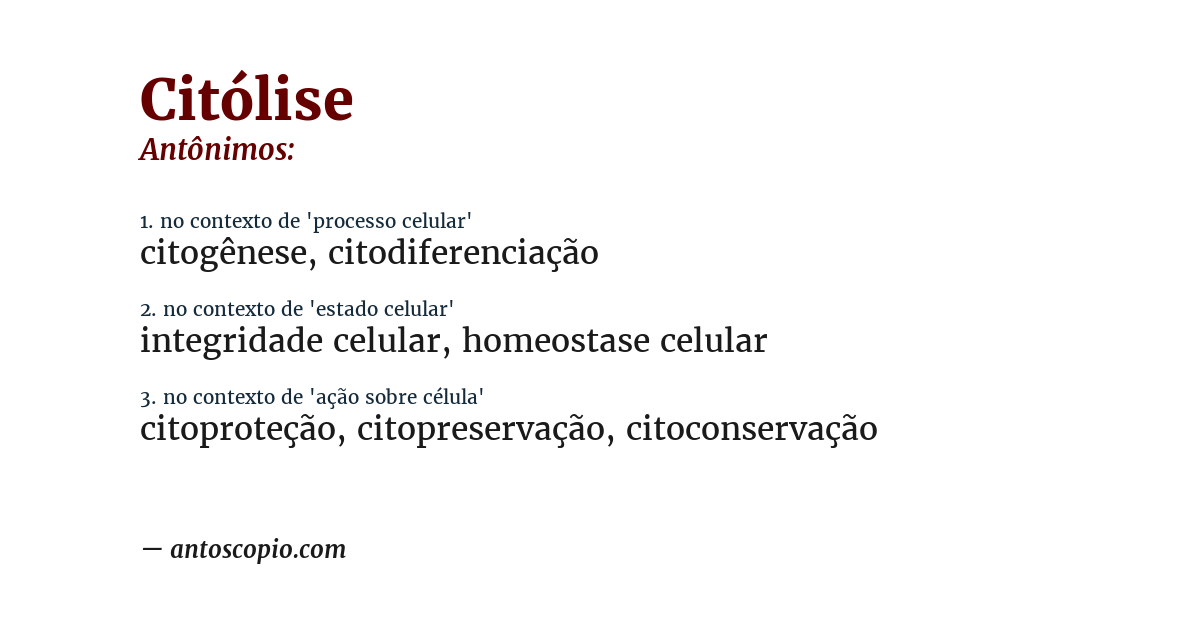 Antônimo de citólise