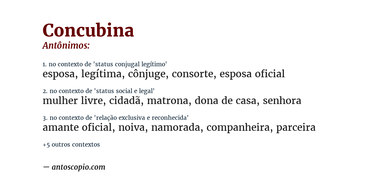 Antônimo de concubina
