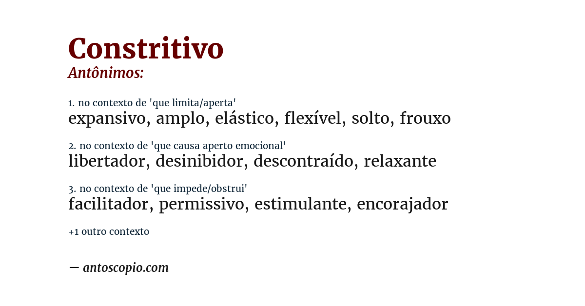 Antônimo de constritivo