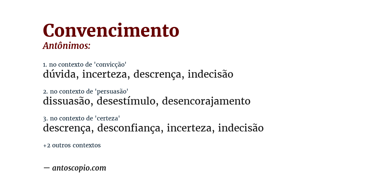Antônimo de convencimento