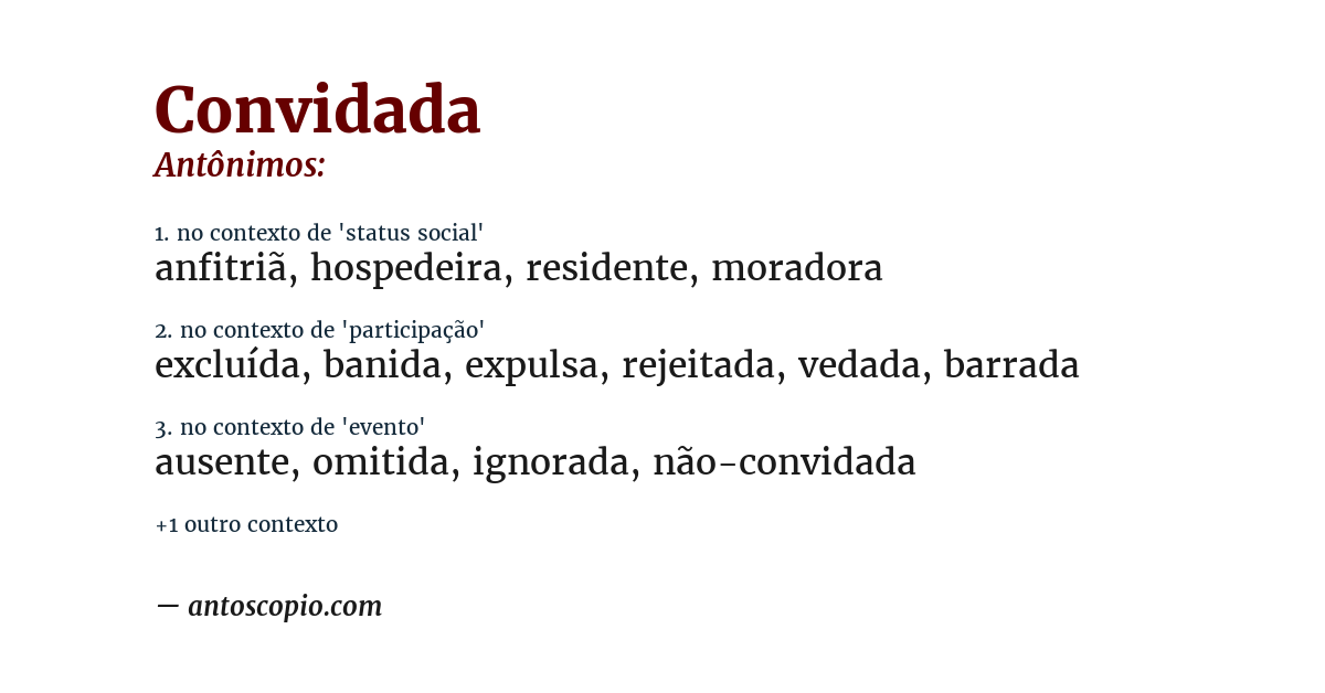 Antônimo de convidada