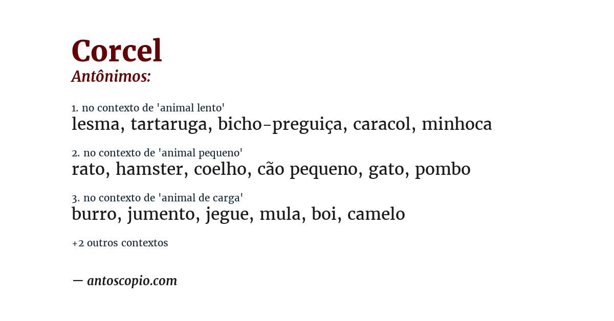 Antônimo de corcel