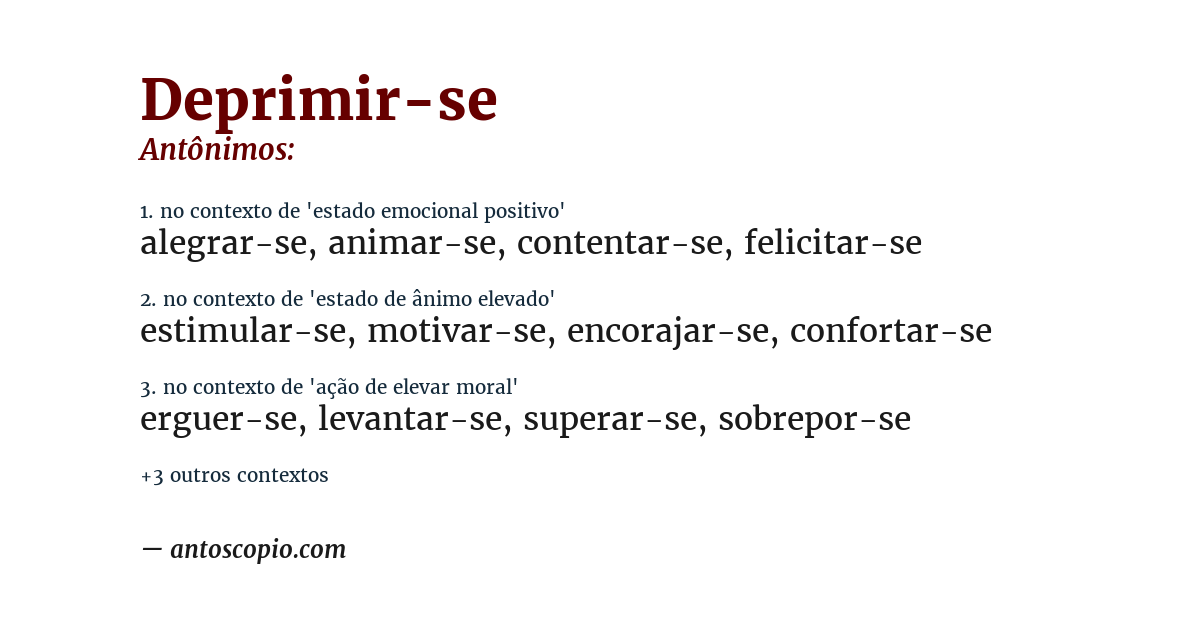Antônimo de deprimir-se