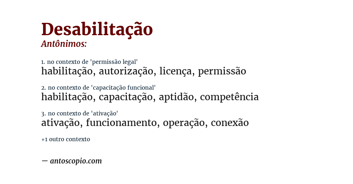 Antônimo de desabilitação
