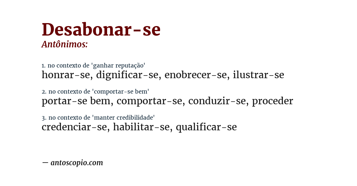 Antônimo de desabonar-se