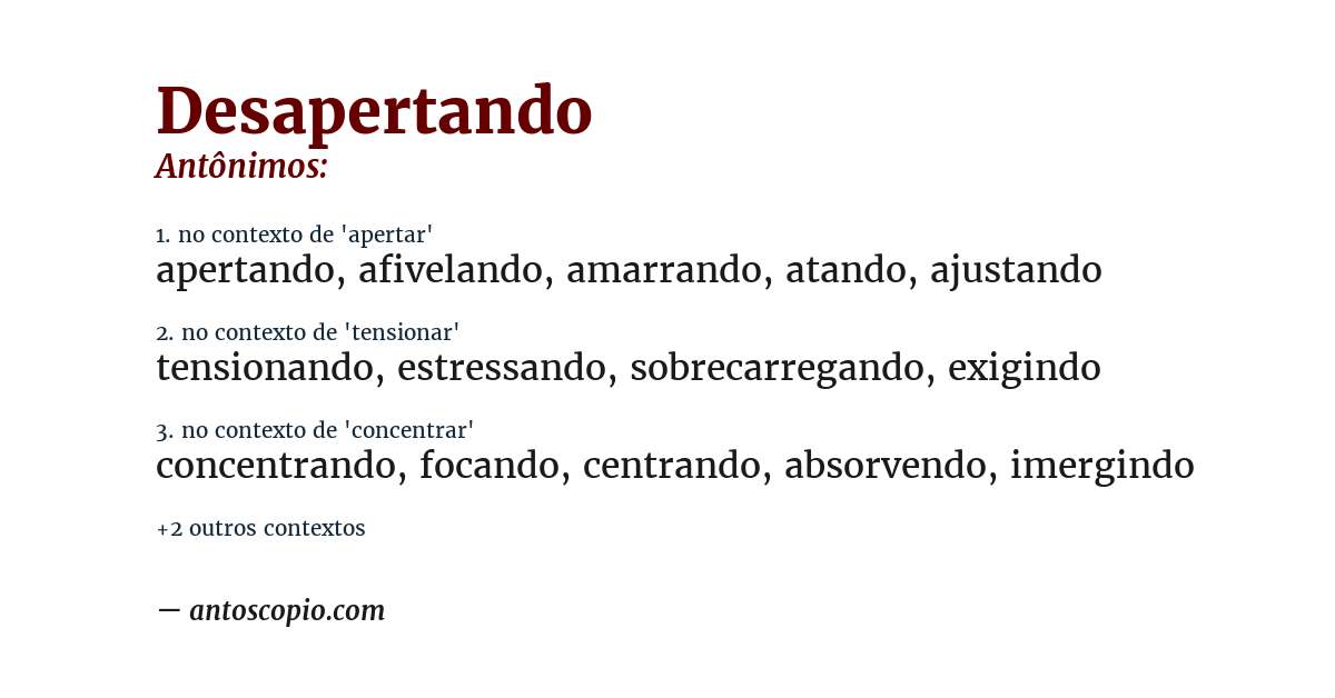 Antônimo de desapertando