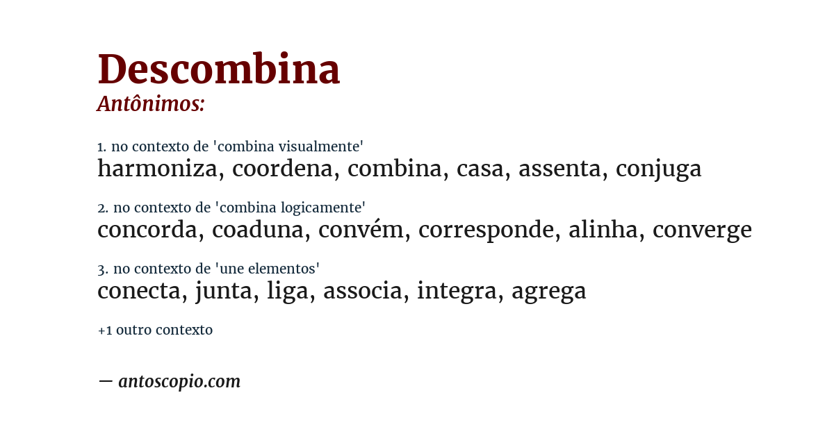 Antônimo de descombina