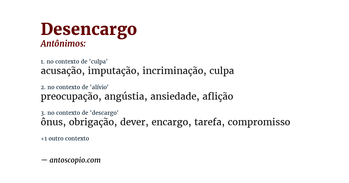 Antônimo de desencargo