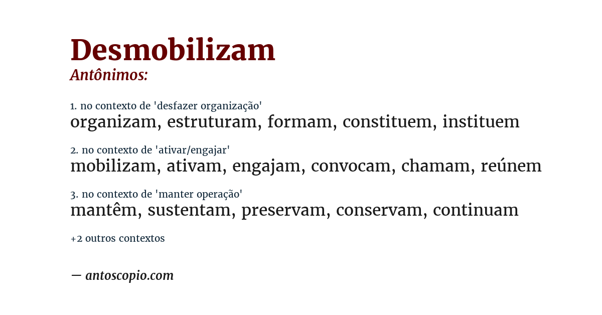 Antônimo de desmobilizam